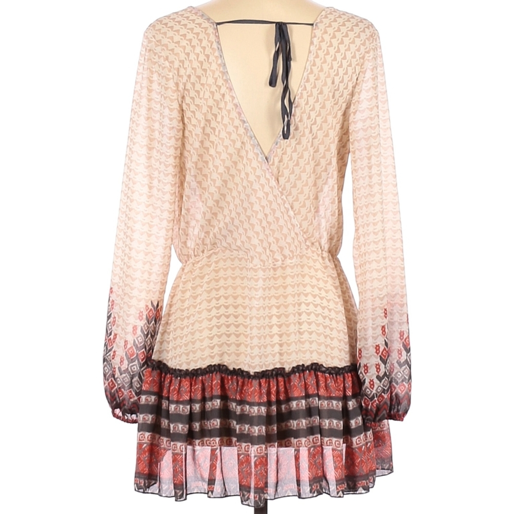 Free People Cream and Rust Printed Peplum Wrap Top - Picture 2 of 2